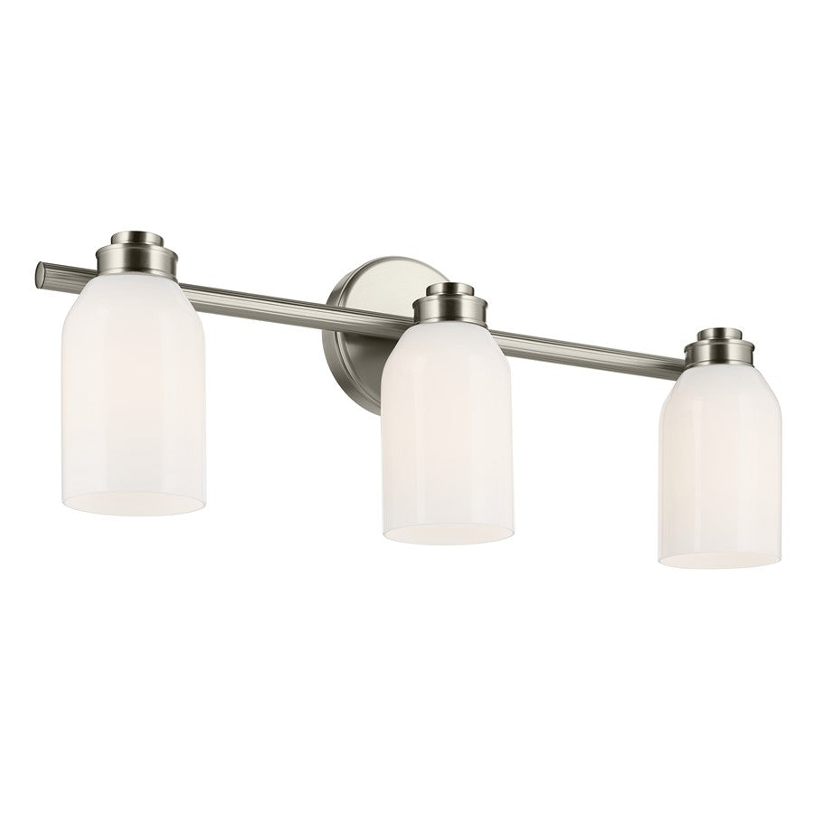Kichler Shae 3 Light 24" Wall Mt Bath 3 Arm, Brushed Nickel/Cased Opal - 55202NI