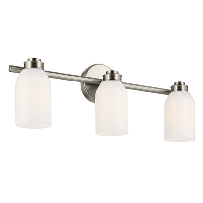Kichler Shae 3 Light 24" Wall Mt Bath 3 Arm, Brushed Nickel/Cased Opal - 55202NI