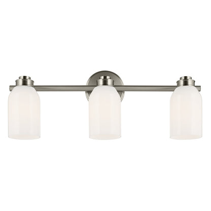 Kichler Shae 24in 3-Light Bathroom Vanity Light | Soft Modern Brushed Nickel & Cased Opal Glass | Bathroom & Powder Room Vanity | 24W LED | Model 55202NI