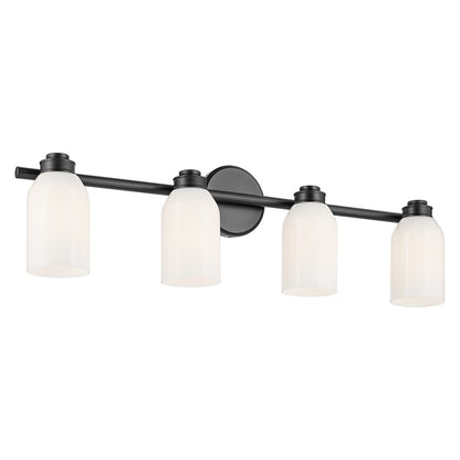 Kichler Shae 4 Light Wall Mt Bath 4 Arm, Black/Cased Opal - 55203BK