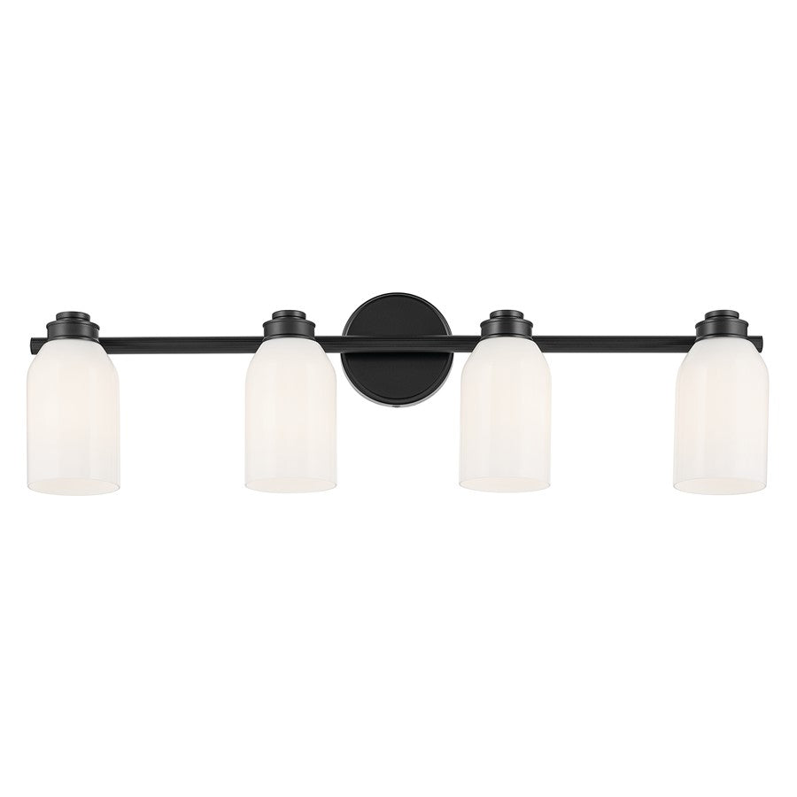 Kichler Shae 4 Light Wall Mt Bath 4 Arm, Black/Cased Opal