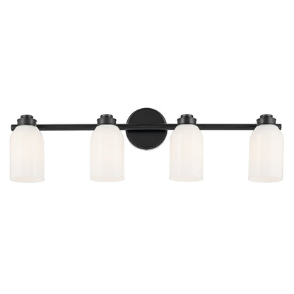 Kichler Shae 4 Light Wall Mt Bath 4 Arm, Black/Cased Opal