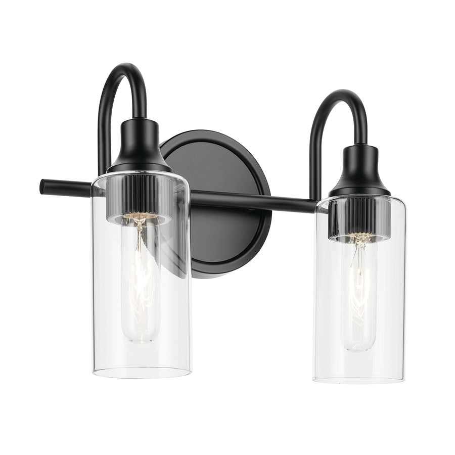 Kichler Kavi 2 Light Wall Mt Bath 2 Arm, Black/Clear - 55210BK