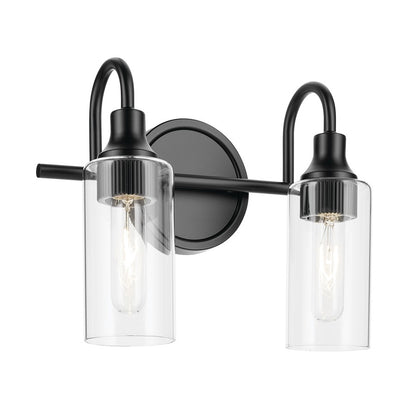 Kichler Kavi 2 Light Wall Mt Bath 2 Arm, Black/Clear - 55210BK