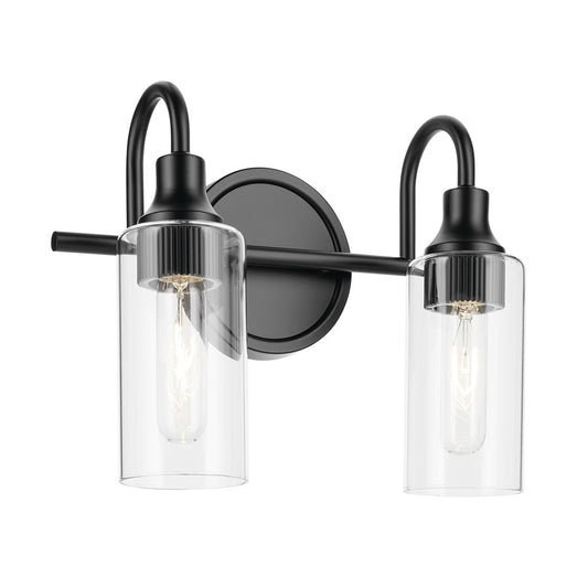 Kichler Kavi 2 Light Wall Mt Bath 2 Arm, Black/Clear - 55210BK