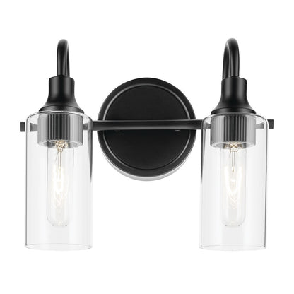 Kichler Kavi 2 Light Wall Mt Bath 2 Arm, Black/Clear