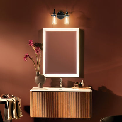 Kichler Kavi 2 Light Wall Mt Bath 2 Arm, Black/Clear