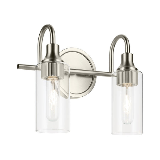 Kichler Kavi 2 Light Wall Mt Bath 2 Arm, Brushed Nickel/Clear - 55210NI