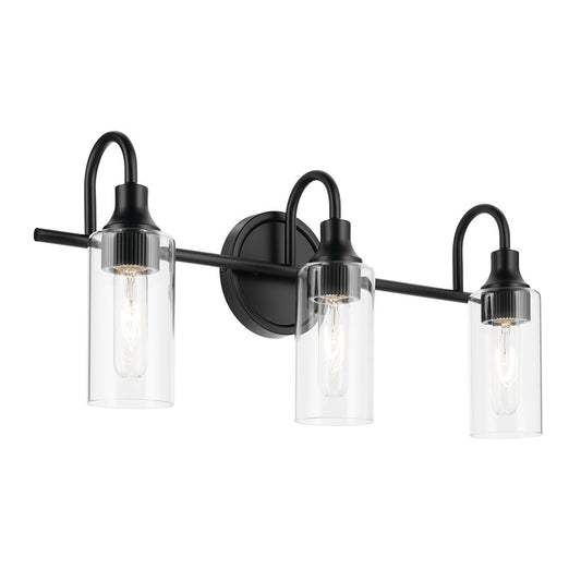 Kichler Kavi 3 Light Wall Mt Bath 3 Arm, Black/Clear - 55211BK