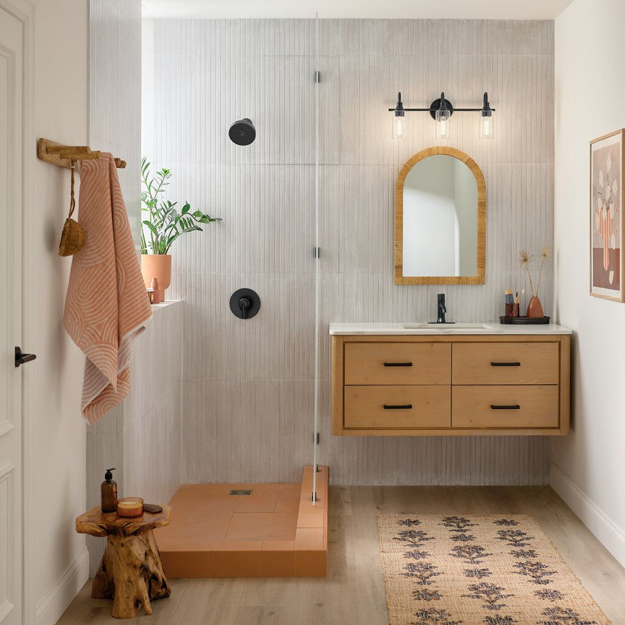 Kichler Kavi 3 Light Wall Mt Bath 3 Arm, Black/Clear