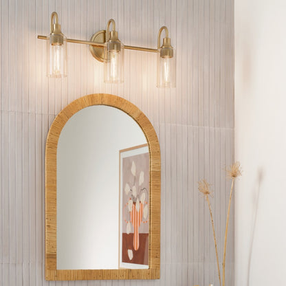 Kichler Kavi 23in 3-Light Vanity Light | Modern Champagne Bronze Steel & Clear Glass | Bathroom Vanity Lighting | Dimmable | Model 55211CPZ