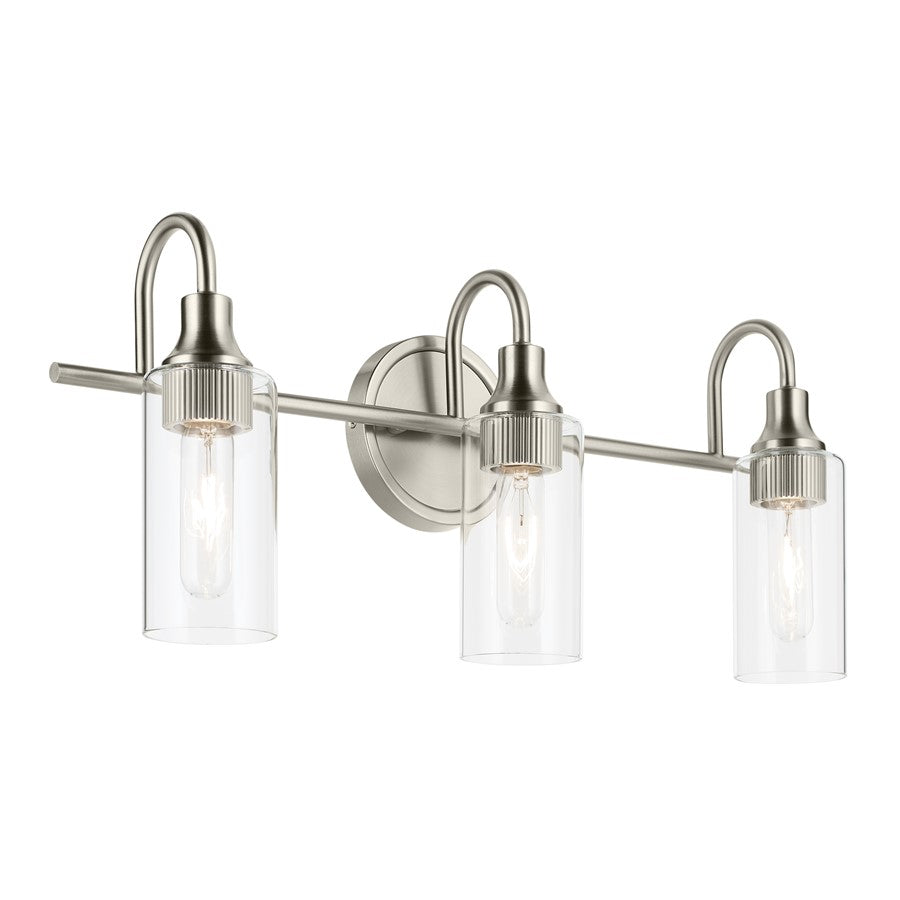Kichler Kavi 3 Light 23" Wall Mt Bath 3 Arm, Brushed Nickel/Clear - 55211NI