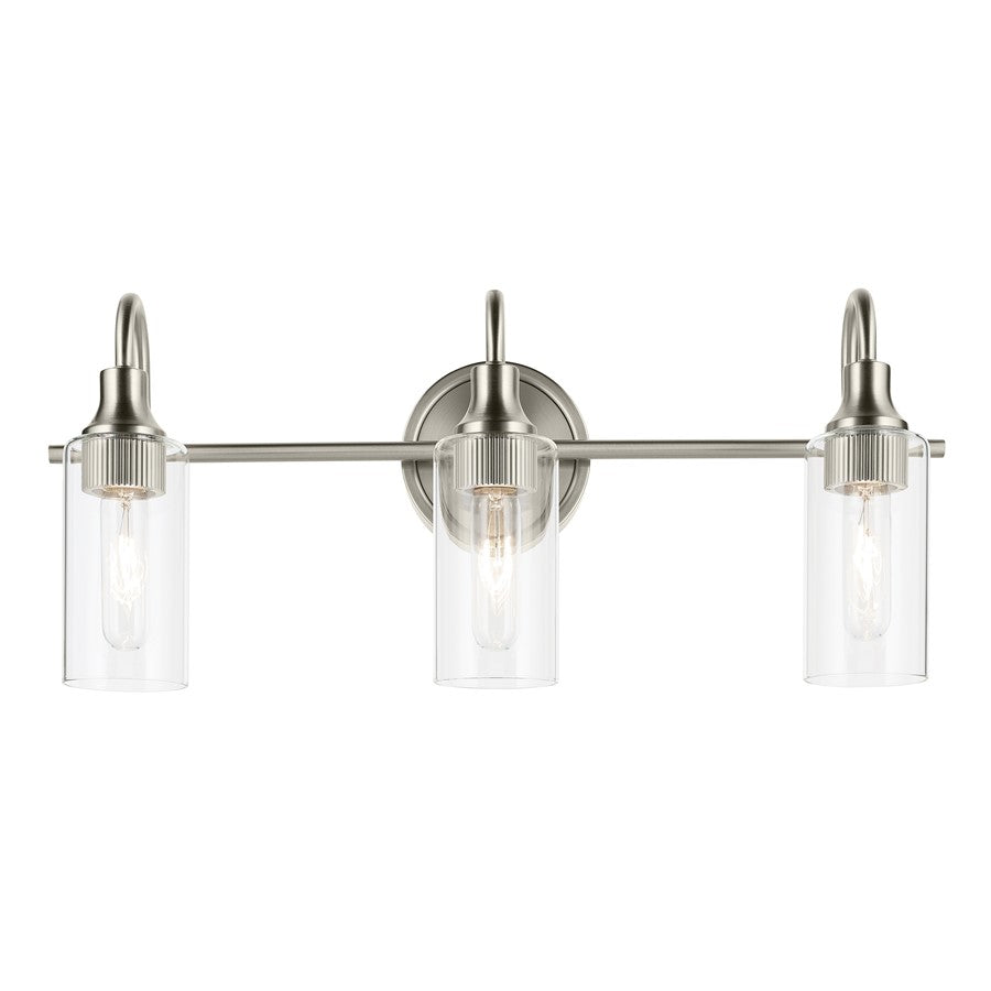 Kichler Kavi 3 Light 23" Wall Mt Bath 3 Arm, Brushed Nickel/Clear