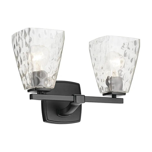 Kichler Marant 2 Light Wall Mt Bath 2 Arm, Black/Clear Water - 55215BKWTR