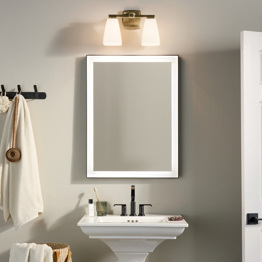 Kichler Marant 14.25in 2-Light Vanity Light | Champagne Bronze & Opal Glass | Bathroom Vanity & Powder Room | Incandescent, Dimmable, Damp | Model 55215CPZ