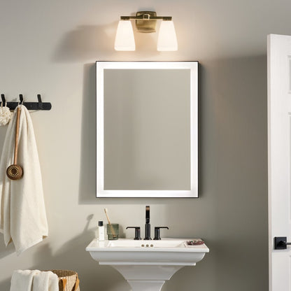 Kichler Marant 14.25in 2-Light Vanity Light | Champagne Bronze & Opal Glass | Bathroom Vanity & Powder Room | Incandescent, Dimmable, Damp | Model 55215CPZ