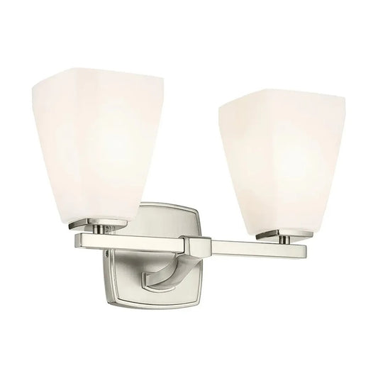 Kichler Marant 2 Light Wall Mt Bath 2 Arm, Brushed Nickel/Cased Opal - 55215NI