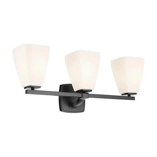 Kichler Marant 3 Light Wall Mt Bath 3 Arm, Black/Cased Opal - 55216BK