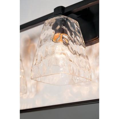 Kichler Marant 23.75in 3-Light Vanity Light | Modern Black Steel & Clear Water Glass | Bathroom Vanity & Powder Room | 120V, Dimmable | Model 55216BKWTR