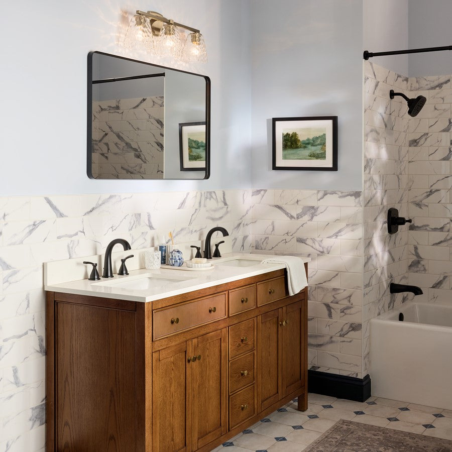 Kichler Marant 3 Light Wall Mt Bath 3 Arm, Bronze/Clear Water