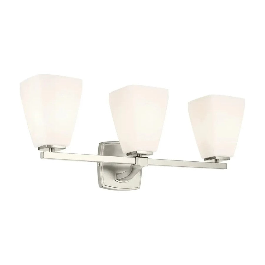 Kichler Marant 3 Light Wall Mt Bath 3 Arm, Brushed Nickel/Cased Opal - 55216NI
