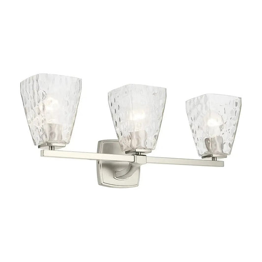Kichler Marant 3 Light Wall Mt Bath 3 Arm, Nickel/Clear Water - 55216NIWTR