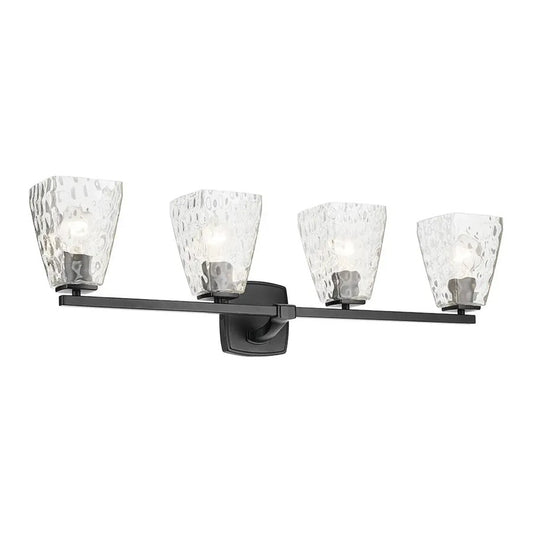 Kichler Marant 4 Light Wall Mt Bath 4 Arm, Black/Clear Water - 55217BKWTR