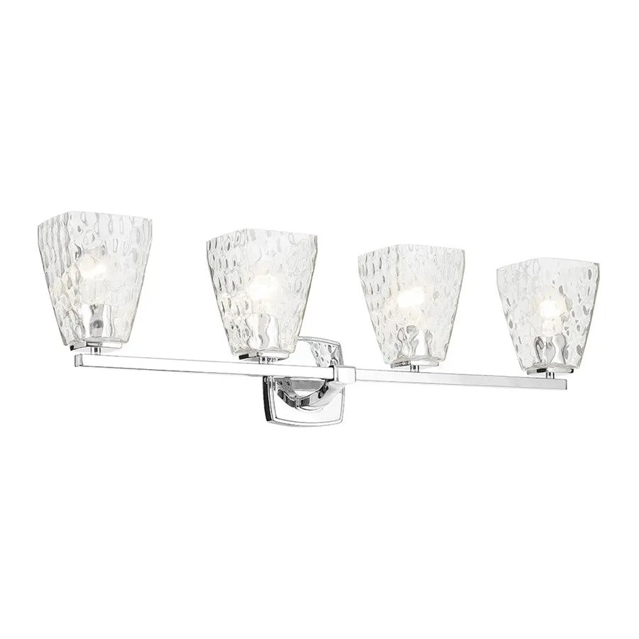 Kichler Marant 4 Light Wall Mt Bath 4 Arm, Chrome/Clear Water - 55217CHWTR