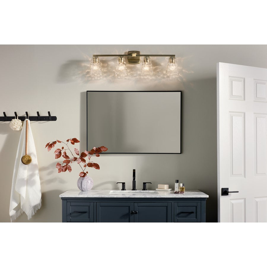 Kichler Marant 33in Wide 4-Light Vanity Light | Modern Champagne Bronze Steel & Cased Opal Bath Vanity Light | Dimmable, 4 Bulbs| Model 55217CPZ