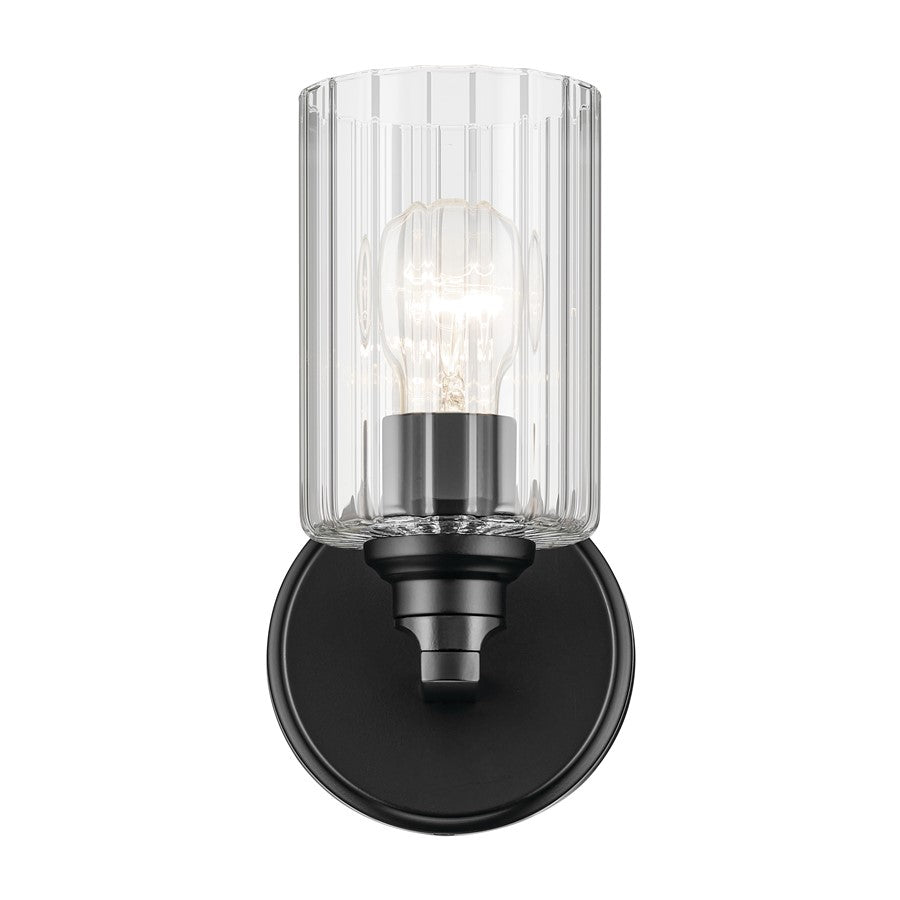 Kichler Gioe 1 Light Wall Sconce, Black/Clear Fluted