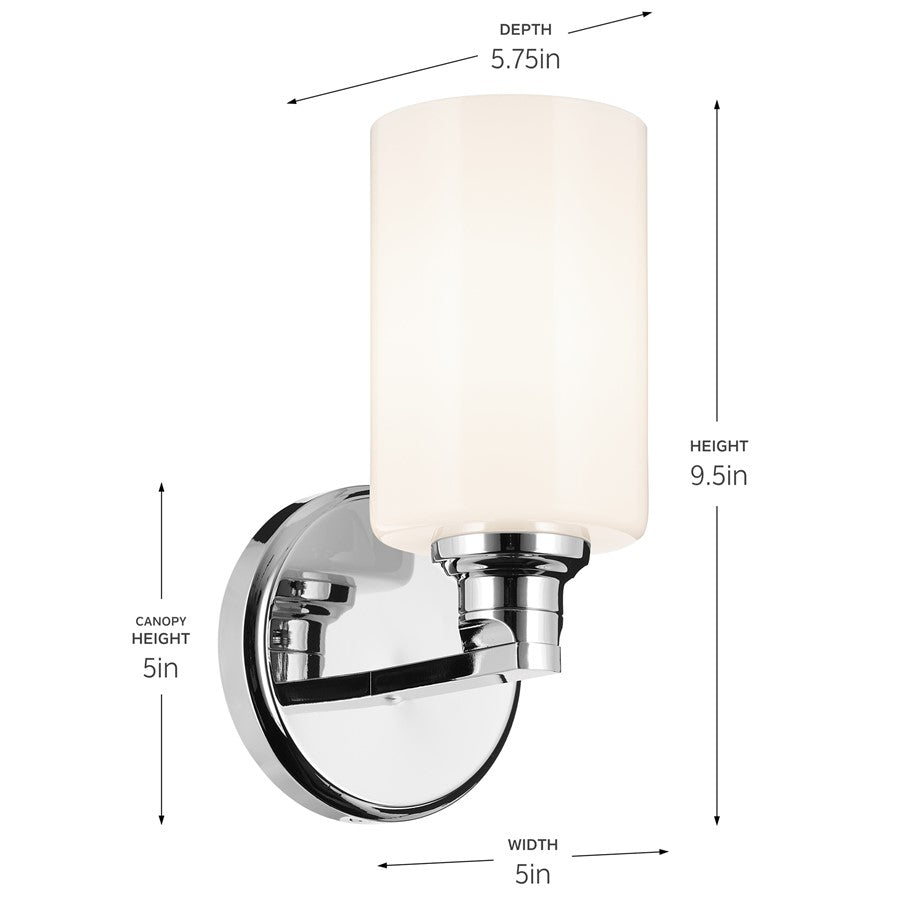 Kichler Gioe 1 Light Wall Sconce, Chrome/White