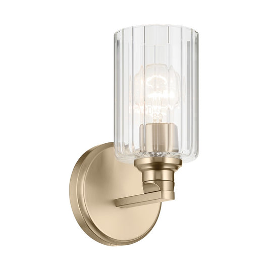 Kichler Gioe 1 Light Wall Sconce, Champagne Bronze/Clear Fluted - 55224CPZFLU