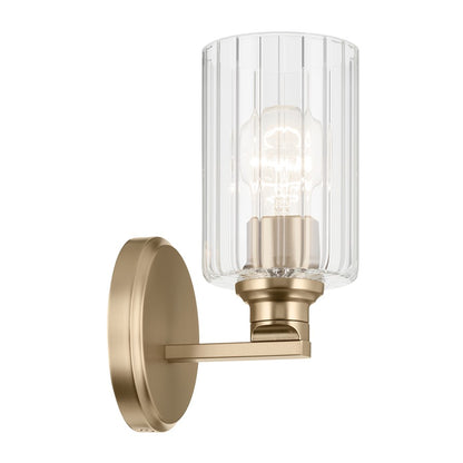 Kichler Gioe 1 Light Wall Sconce, Champagne Bronze/Clear Fluted
