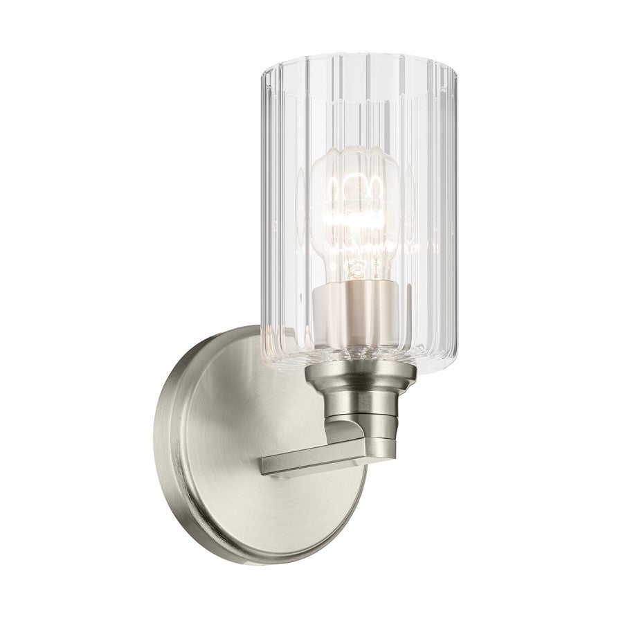 Kichler Gioe 1 Light Wall Sconce, Brushed Nickel/Clear Fluted - 55224NIFLU