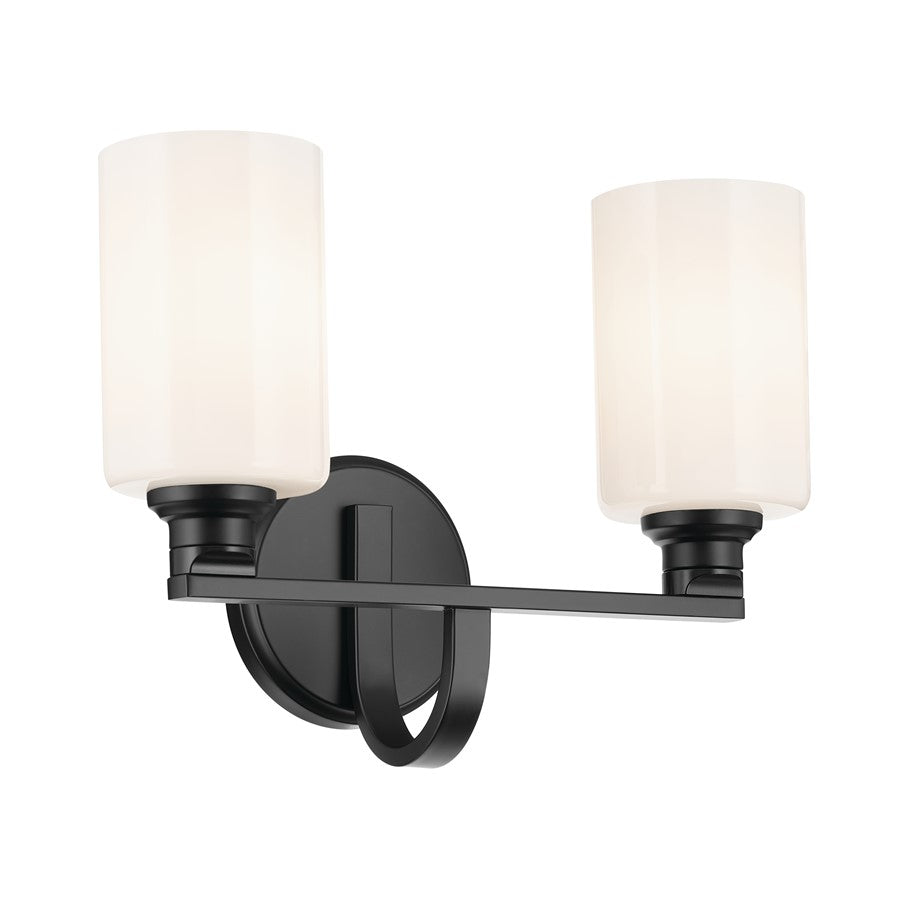Kichler Gioe 2 Light Wall Mt Bath 2 Arm, Black/White - 55225BK