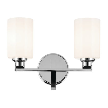 Kichler Gioe 14in Wide 2-Light Bathroom Vanity Light | Chrome Steel & Opal Glass | Bathroom & Powder Room Vanity | 60W Max, 120V, Dimmable | Model 55225CH