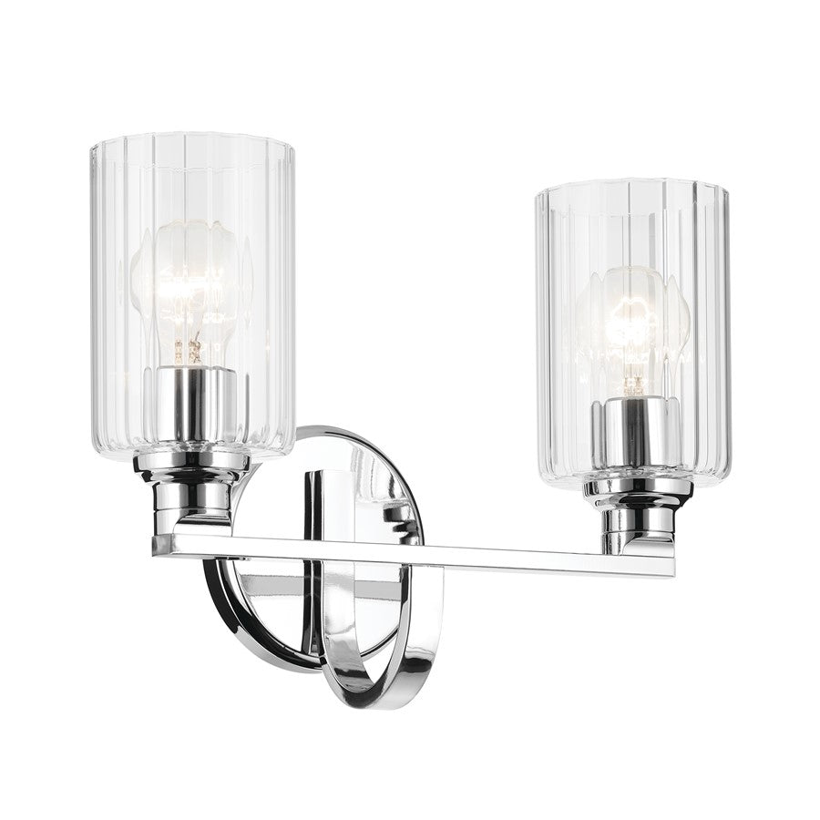 Kichler Gioe 14in Wide 2-Light Bathroom Vanity Light | Chrome Steel & Opal Glass | Bathroom & Powder Room Vanity | 60W Max, 120V, Dimmable | Model 55225CH