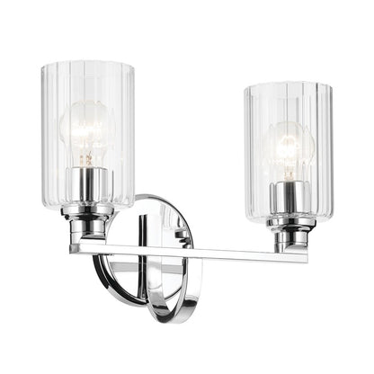 Kichler Gioe 14in Wide 2-Light Bathroom Vanity Light | Chrome Steel & Opal Glass | Bathroom & Powder Room Vanity | 60W Max, 120V, Dimmable | Model 55225CH