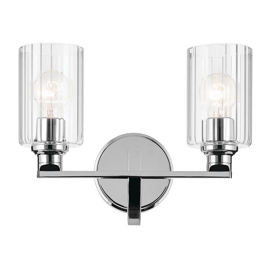 Kichler Gioe 14in Wide 2-Light Bathroom Vanity Light | Chrome Steel & Opal Glass | Bathroom & Powder Room Vanity | 60W Max, 120V, Dimmable | Model 55225CH