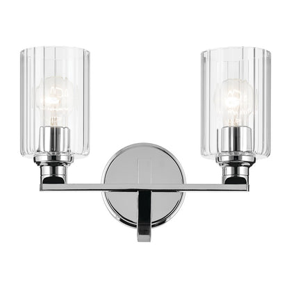 Kichler Gioe 14in Wide 2-Light Bathroom Vanity Light | Chrome Steel & Opal Glass | Bathroom & Powder Room Vanity | 60W Max, 120V, Dimmable | Model 55225CH