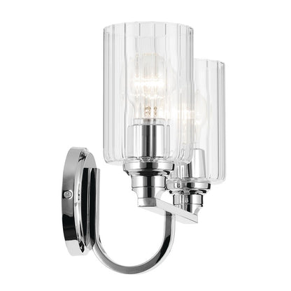 Kichler Gioe 14in Wide 2-Light Bathroom Vanity Light | Chrome Steel & Opal Glass | Bathroom & Powder Room Vanity | 60W Max, 120V, Dimmable | Model 55225CH