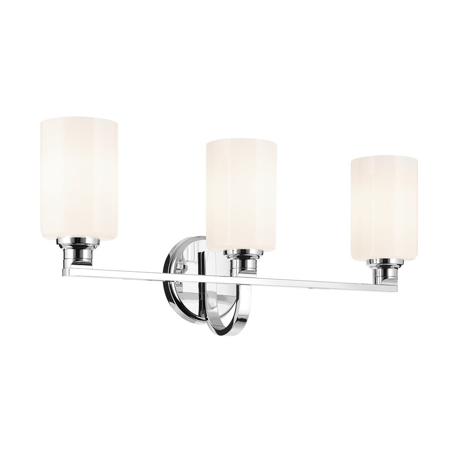 Kichler Gioe 3 Light Wall Mt Bath 3 Arm, Chrome/White - 55226CH