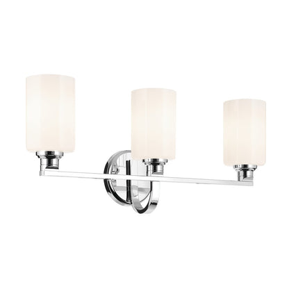 Kichler Gioe 3 Light Wall Mt Bath 3 Arm, Chrome/White - 55226CH