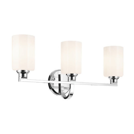 Kichler Gioe 3 Light Wall Mt Bath 3 Arm, Chrome/White - 55226CH