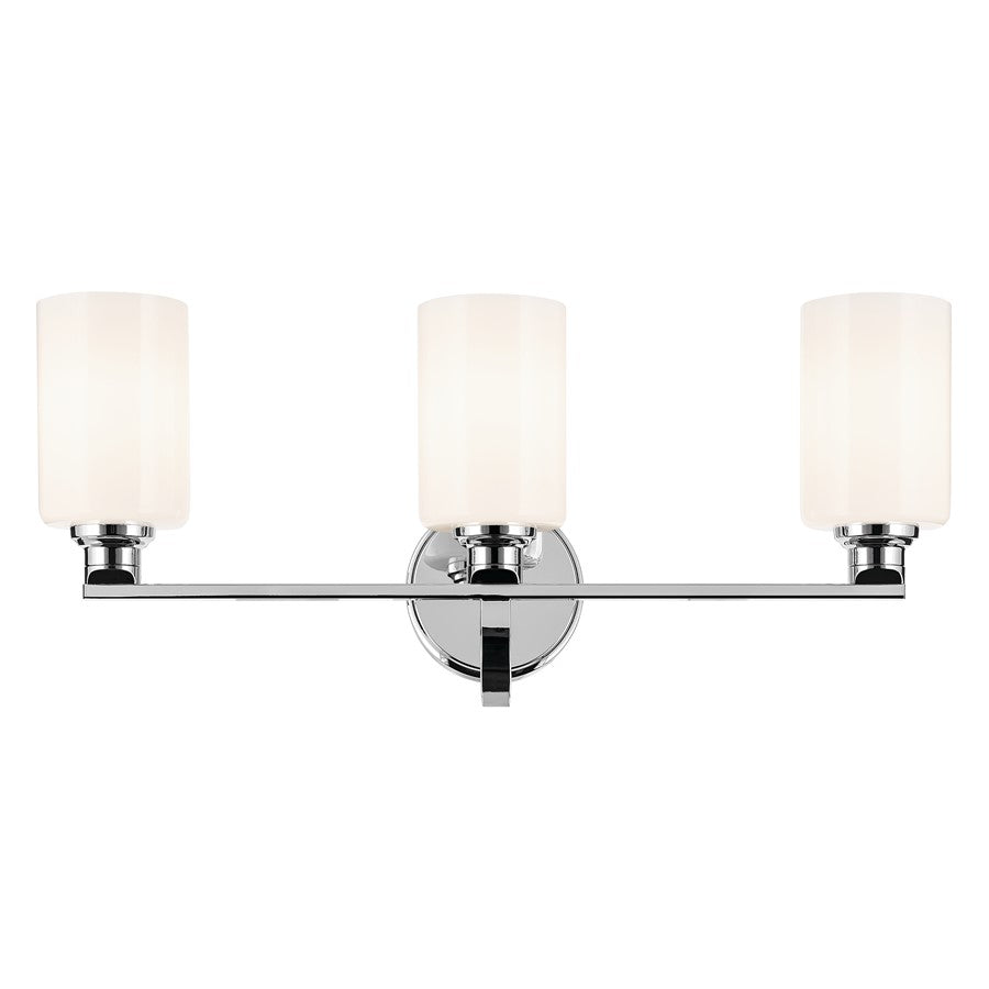 Kichler Gioe 3 Light Wall Mt Bath 3 Arm, Chrome/White