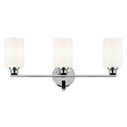 Kichler Gioe 3 Light Wall Mt Bath 3 Arm, Chrome/White