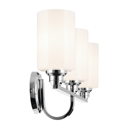 Kichler Gioe 3 Light Wall Mt Bath 3 Arm, Chrome/White