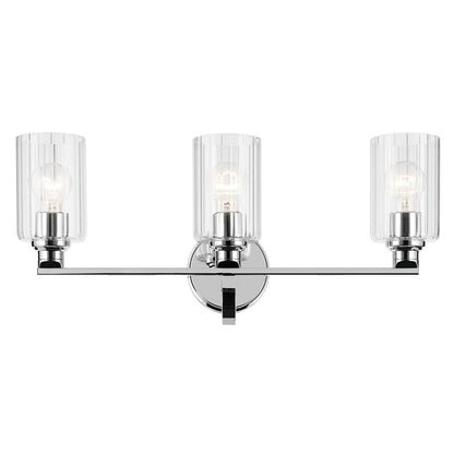 Kichler Gioe 3 Light 24" Wall Mt Bath 3 Arm, Chrome/Clear Fluted