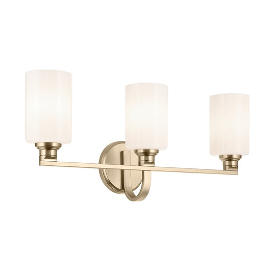 Kichler Gioe 3 Light 24" Wall Mt Bath 3 Arm, Champagne Bronze/White - 55226CPZ