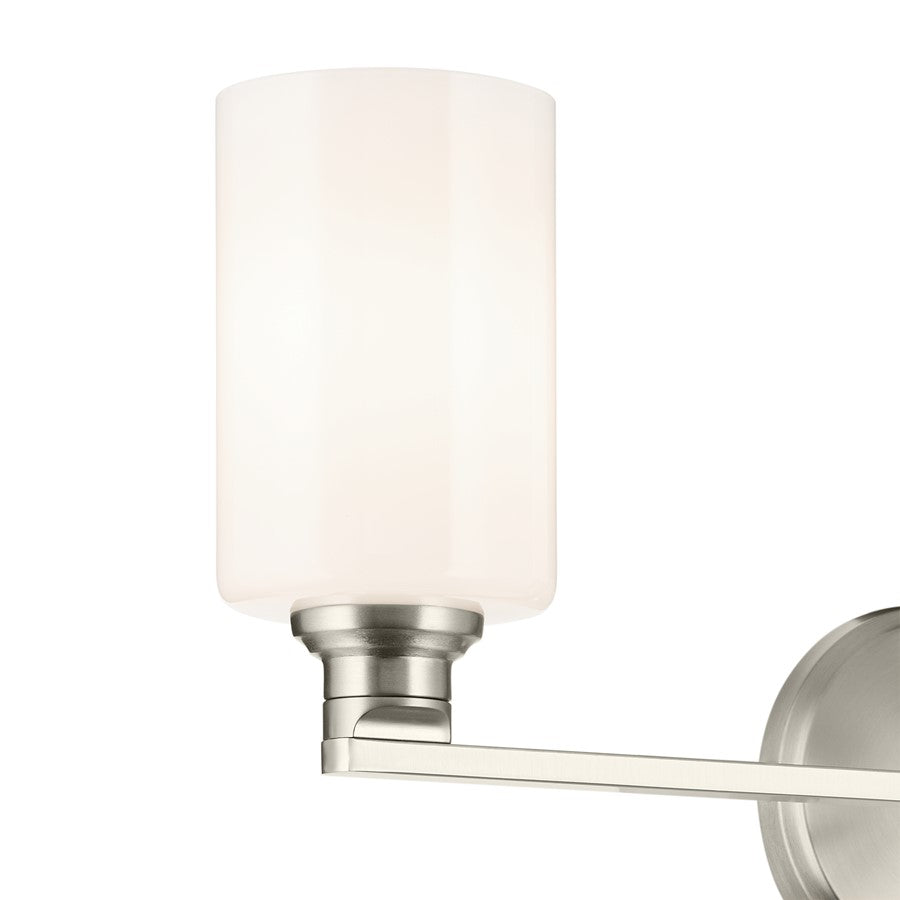 Kichler Gioe 3-Light 24in Vanity Light | Modern Brushed Nickel & White Glass | Bathroom Vanity Light | 120V, Dimmable, 3-Bulbs | Model 55226NI